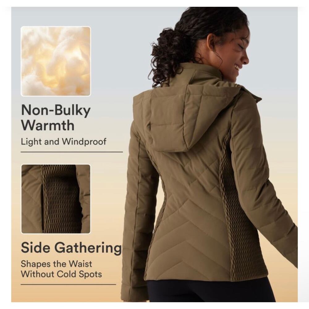 New Halara PuffFlex Removable Hood Shirred Casual Padded Jacket with Pockets - Picture 2 of 10
